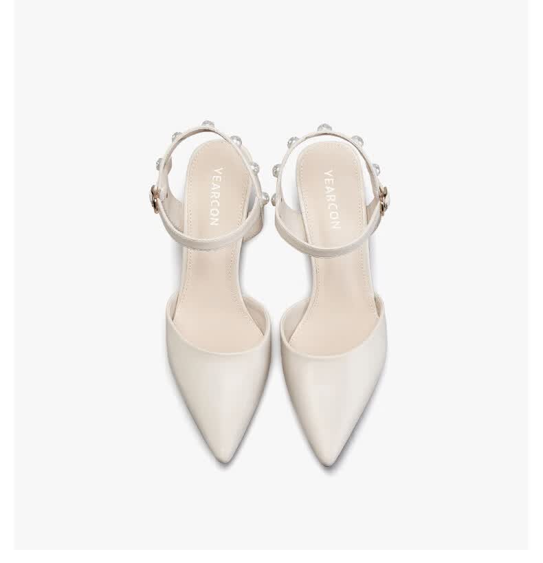 意尔康女鞋凉鞋女高跟2022年新款夏季女士皮凉鞋尖头高跟鞋细跟性感