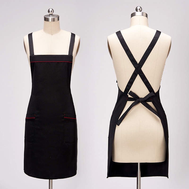 崎雨峰围裙定制工作服印字logo餐饮火锅店服务员工装围裙交叉款男女