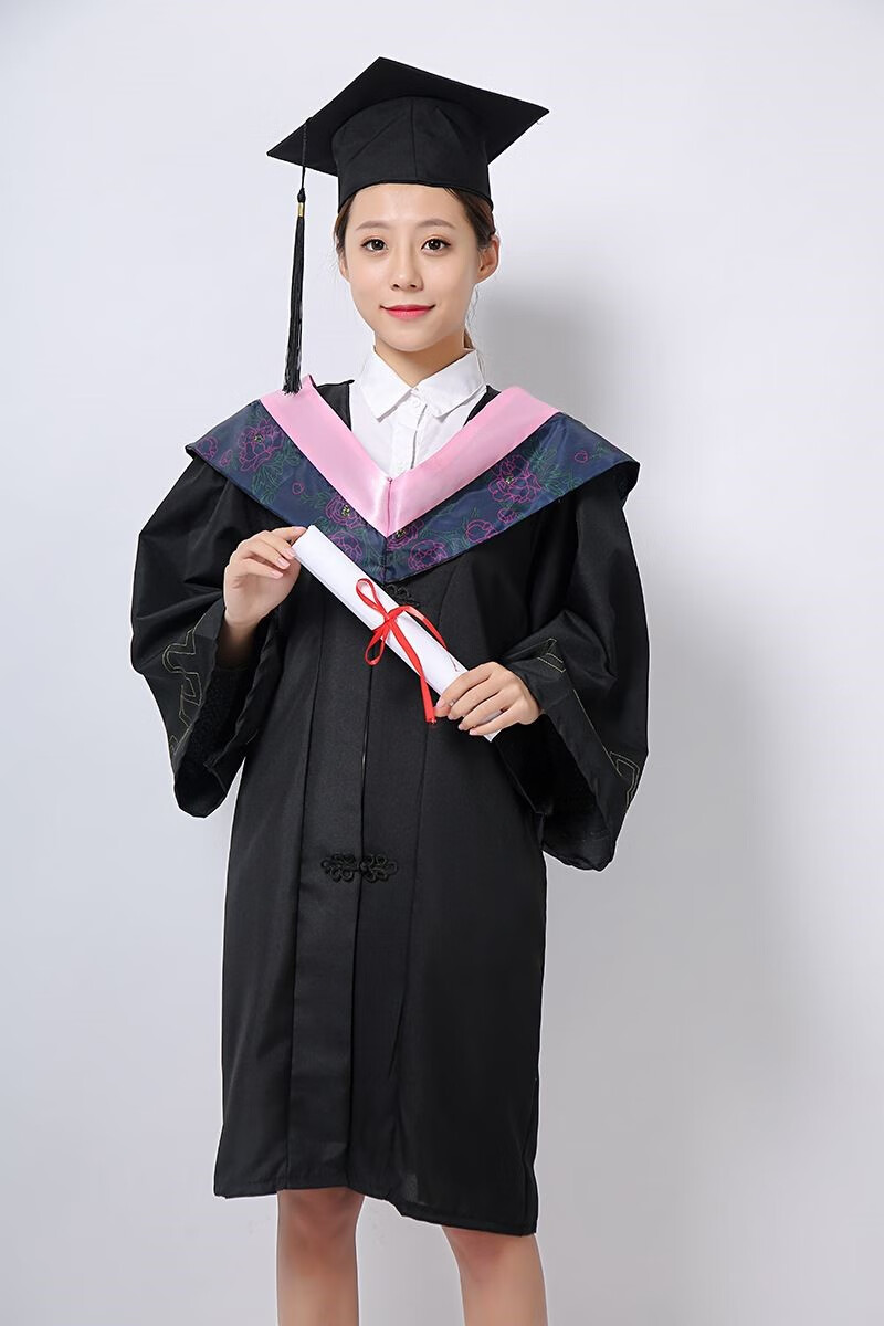 恒佩学士服硕士工学研究生学位大学生文科学位服工科毕业礼服理科白色