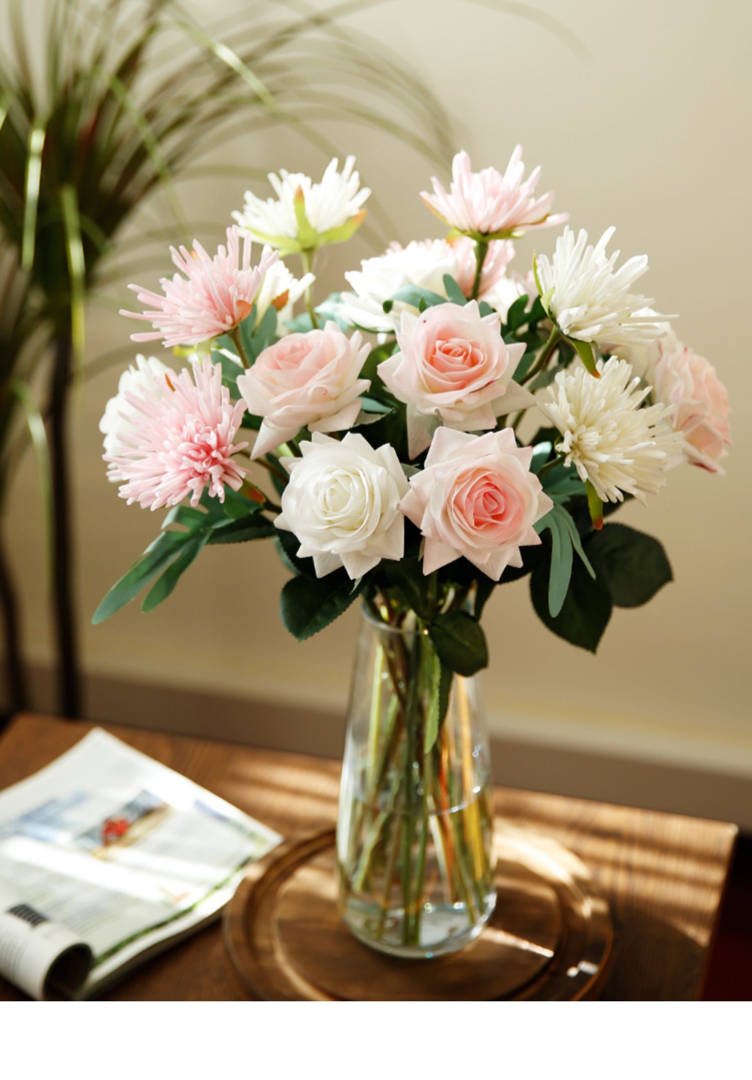 水无怜奈8枝装双头龙爪菊仿真花艺套装客厅花束摆件花艺蟹爪菊套装a