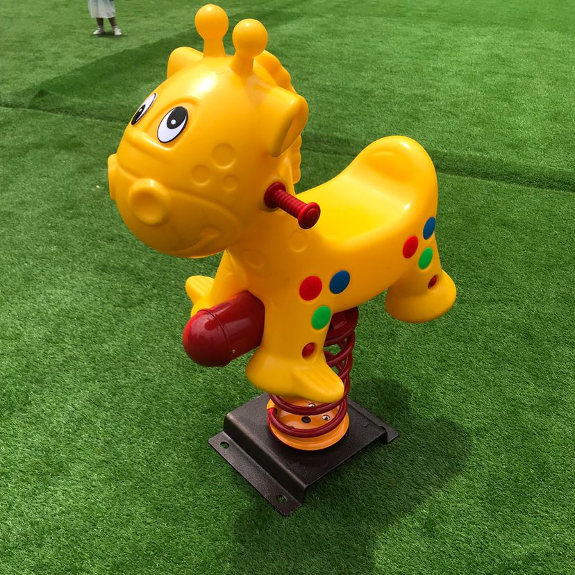 幼儿园儿童户外摇马室外游乐设施双人弹簧跷跷板摇摇乐翘翘板柠檬黄17