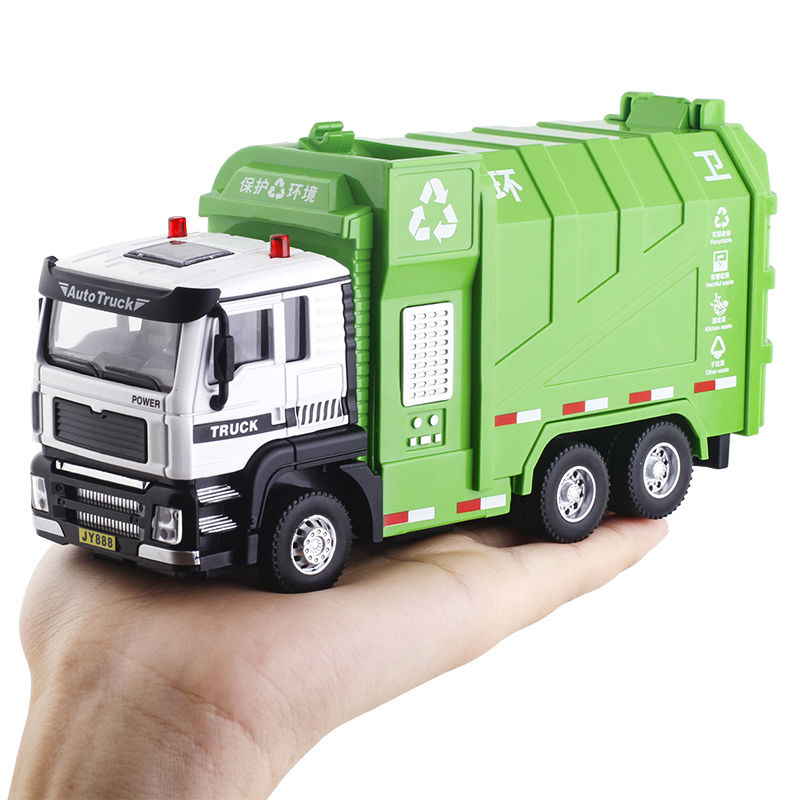 150城市工程环卫车合金卡车声光回力垃圾车模型儿童玩具汽车环卫垃圾