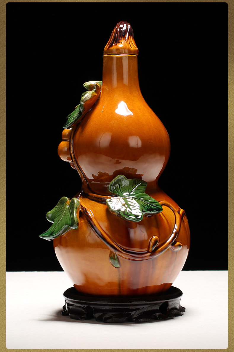 唐三彩葫芦摆件复古装饰品陶瓷艺术品客厅摆件 智能家居 黄色葫芦邮购