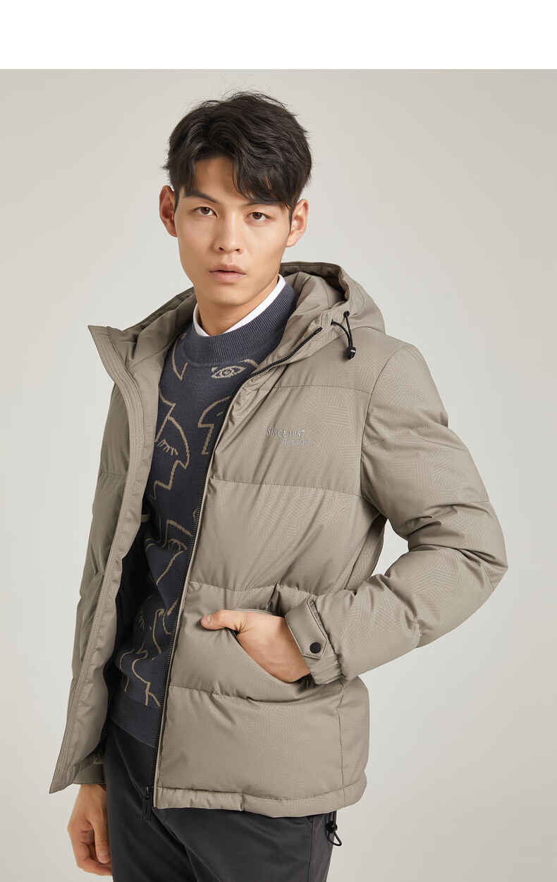 品牌: 利郎(lilanz) 商品名称:利郎羽绒服男2021冬装新款字母刺绣连帽