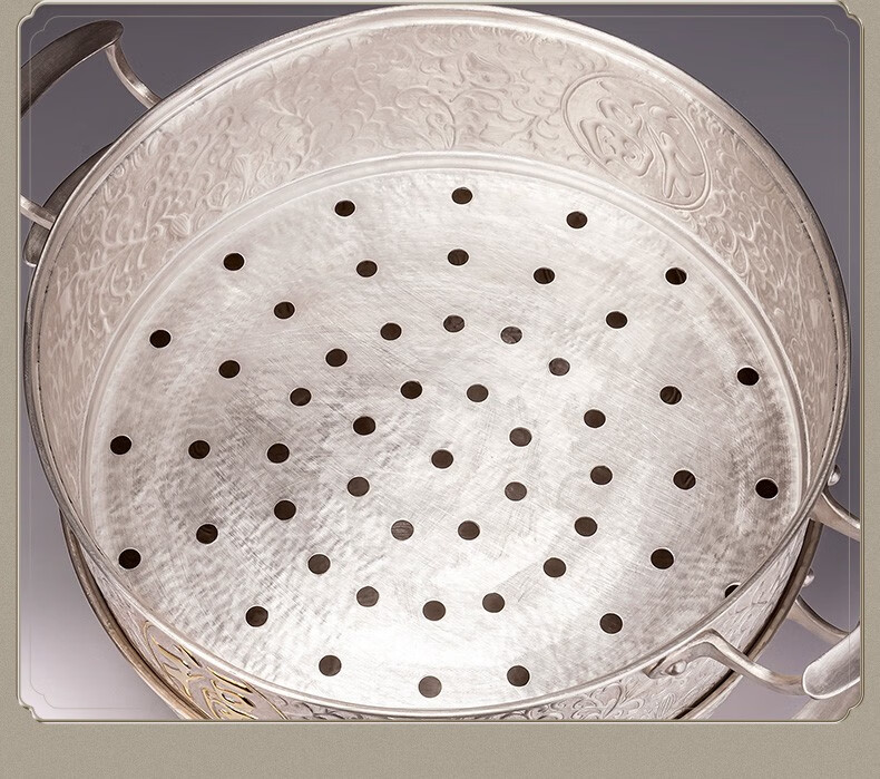 归银堂福字银锅纯银999煲汤煮茶家用多功能厨具餐具大号带盖汤锅单层