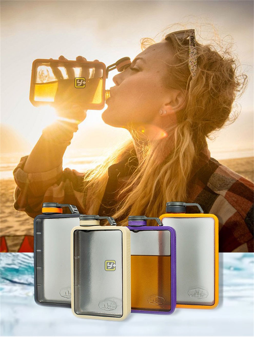 运良改装 gsi户外扁平酒壶轻量迷你随身便携小号饮料瓶水壶酒壶酒瓶