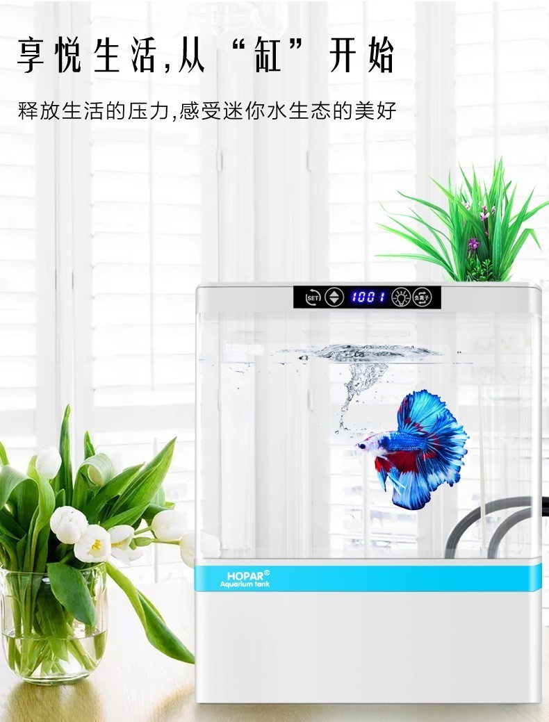 水海霸家用创意金鱼缸底部过滤 小号22*10*25cm 时间显示【图片 价格