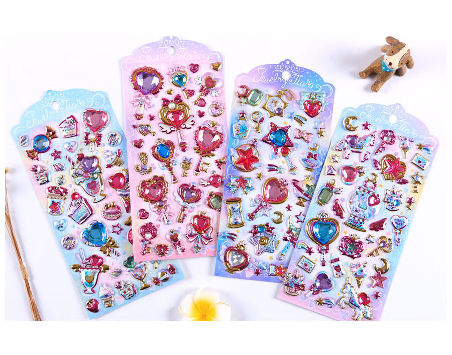 儿童立体水晶贴宝石贴纸闪亮大钻石ins少女公主装饰diy手工贴画宝石贴