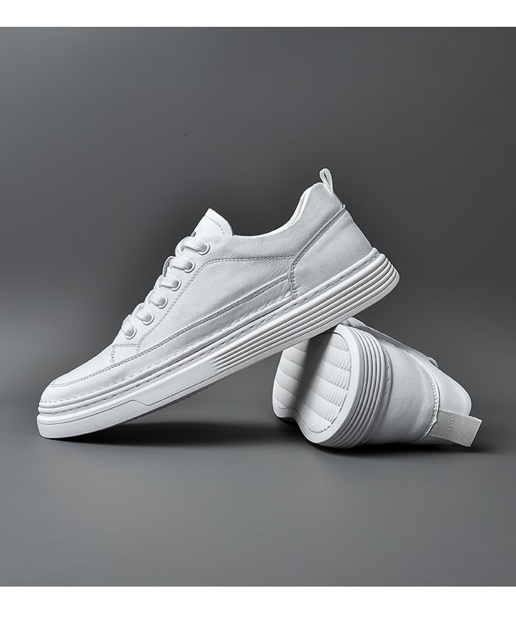 卓诗尼男鞋低帮板鞋牛皮革男士休闲鞋时尚百搭舒适透气运动鞋户外鞋子