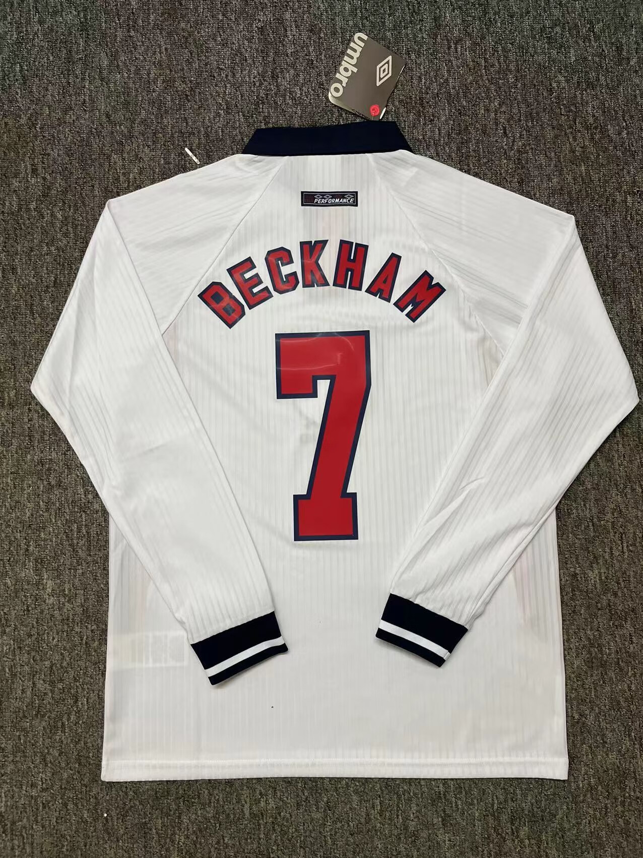 沪韵98英格兰球衣1998世界杯主场7号贝克汉姆-20号长袖复古足球服