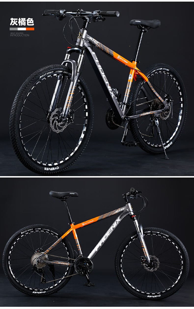 凤凰铝合金自行车成人变速山地车普通轻便单车公路车旅行车 顶配-铝