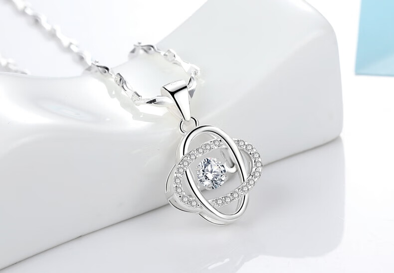 项链女足银锁骨链日韩999足银首饰品吊坠送女友老婆生日七夕情人节