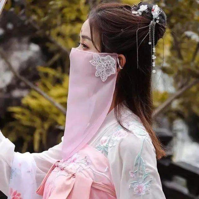 新品面纱古风面纱古装女汉服遮脸古风口罩仙女面帘古代公主面沙丝巾遮