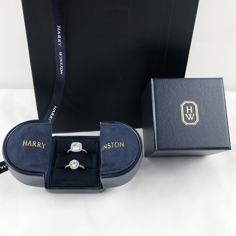 项链盒harrywinston戒指盒海瑞温斯顿饰包装盒子新款对戒盒手提袋丝带
