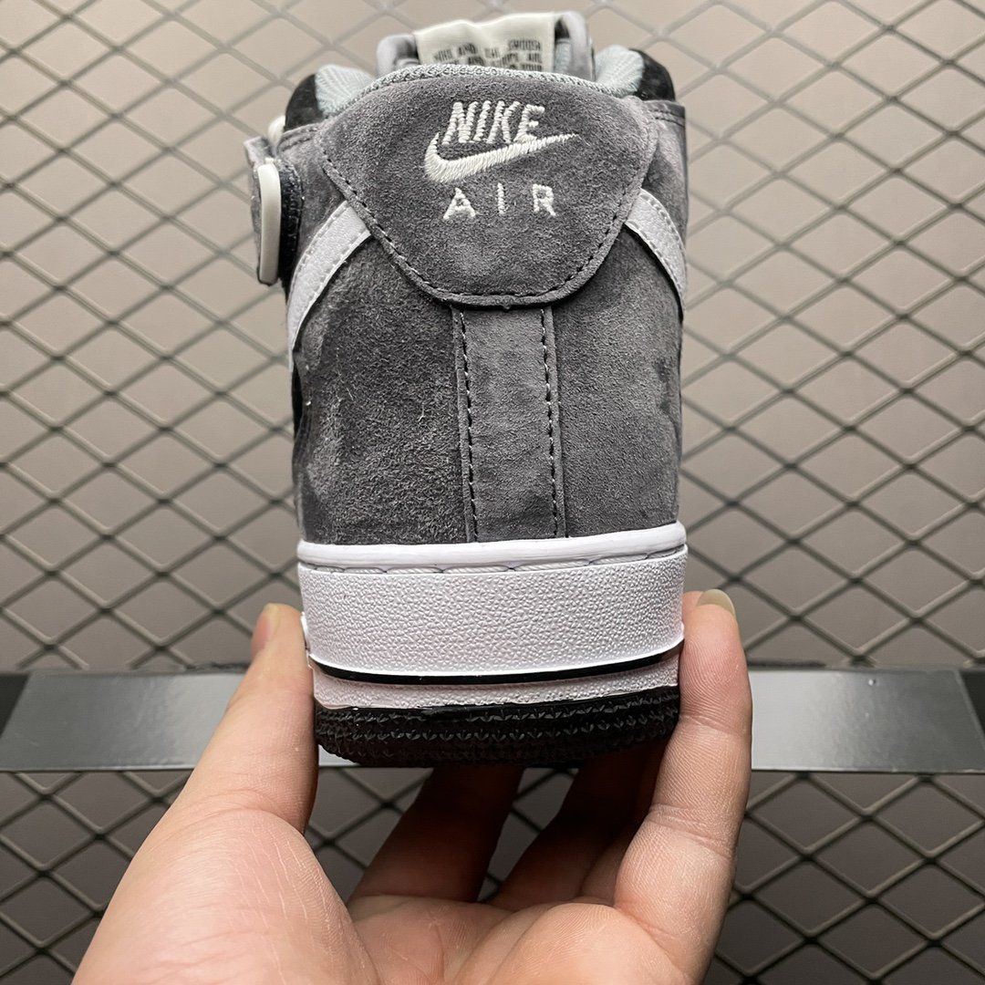 空军一号af1 mid 07 麂皮复古男女鞋缓震耐磨运动板鞋 暗黑灰 36