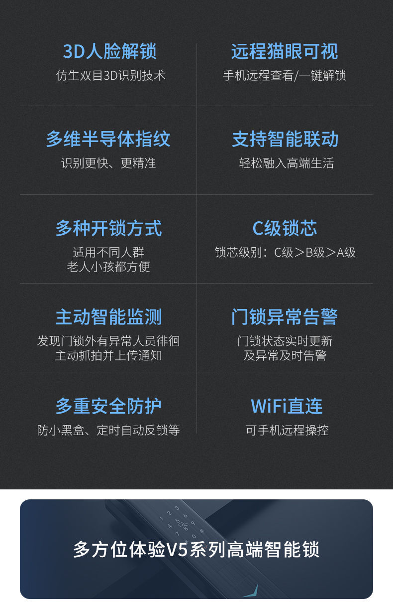 博克智能锁全自动入户3d人脸识别指纹锁密码锁家用防盗门通用电子 v5p