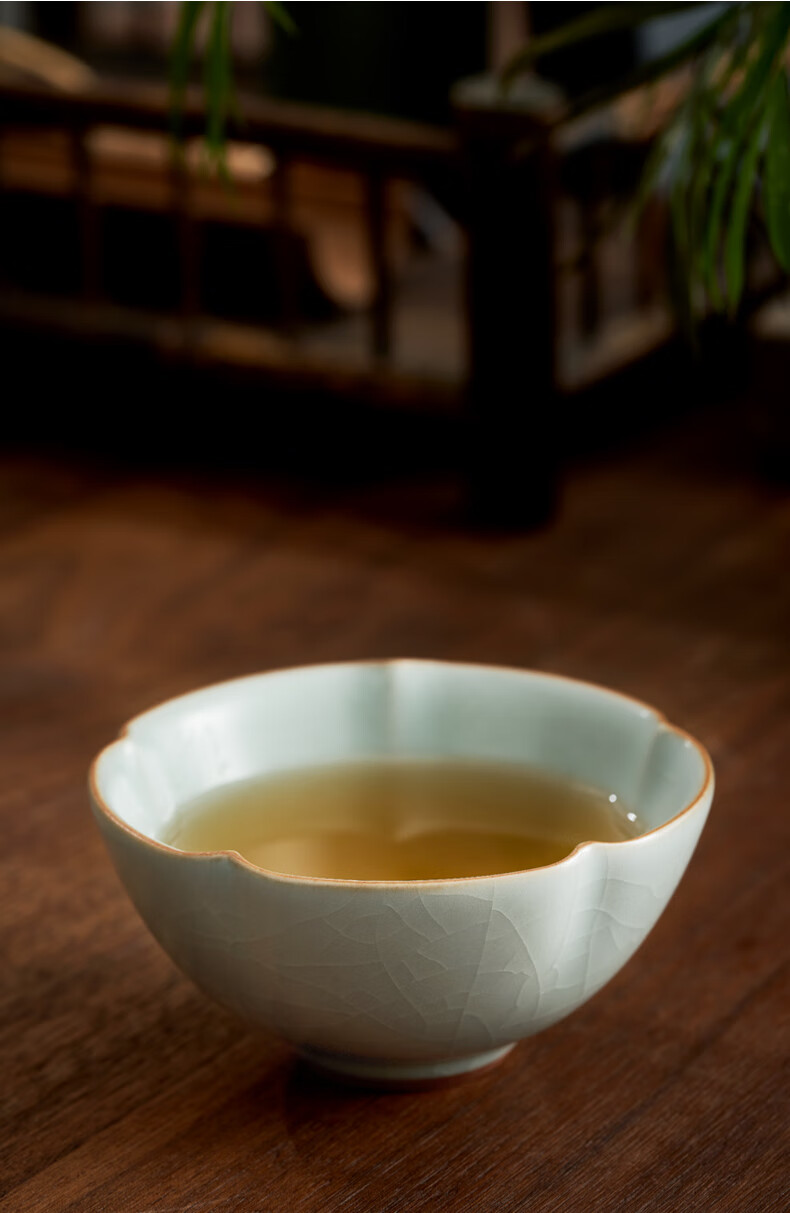 福格达台湾丰子汝窑茶杯功夫茶具主人杯手工家用汝瓷品茗杯锦花杯天青