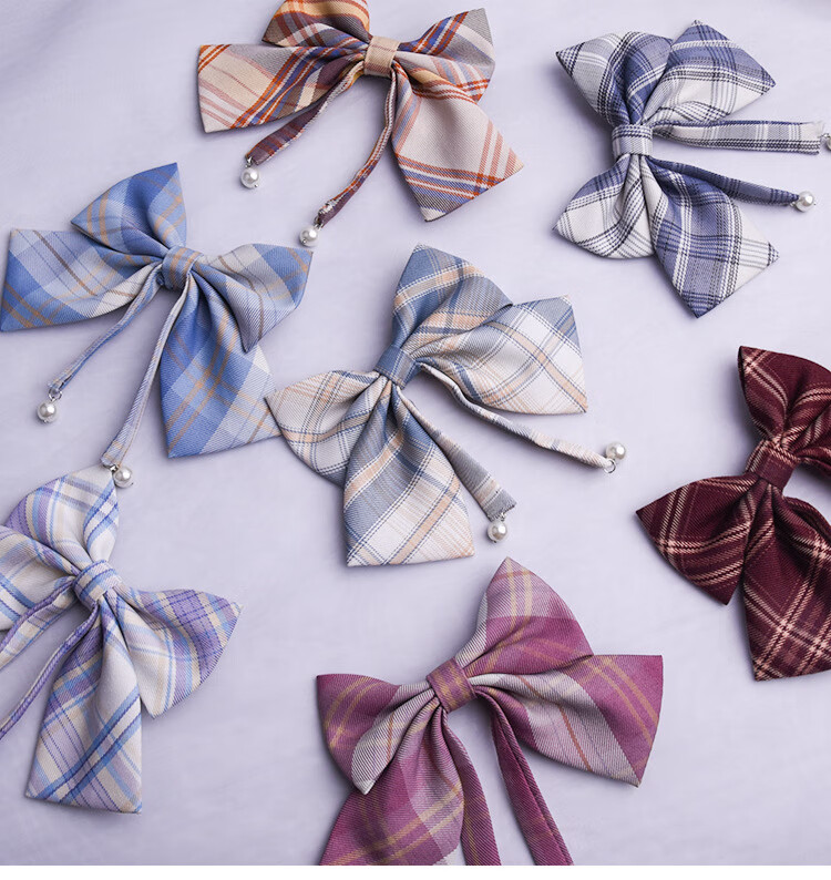 jk头饰大蝴蝶结发夹汉服配饰宋制发饰学院风多色格子顶夹发卡 d【图片