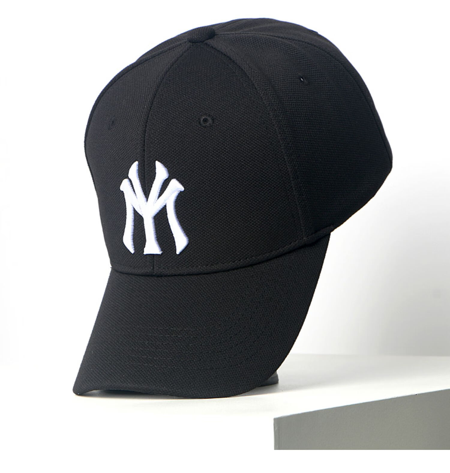 帽子男女韩版潮时尚鸭舌帽潮牌棒球帽字母显脸小 白帽黑标 my菠萝纹