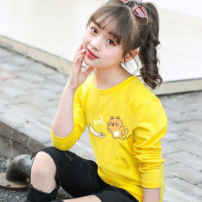 现货速发女童长袖t恤儿童夏秋款中大童宽松秋装上衣9岁女孩打底衫薄款