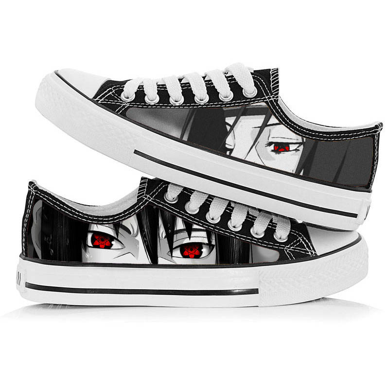 火影忍者低帮帆布鞋鸣人佐助新款学生动漫周边男女情侣涂鸦休闲鞋 02