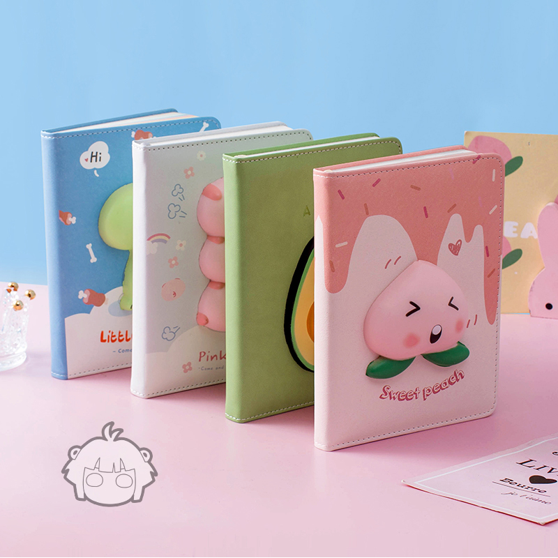 立体减压本解压笔记本牛油果手帐可爱创意网红彩页插画手账本随身携带