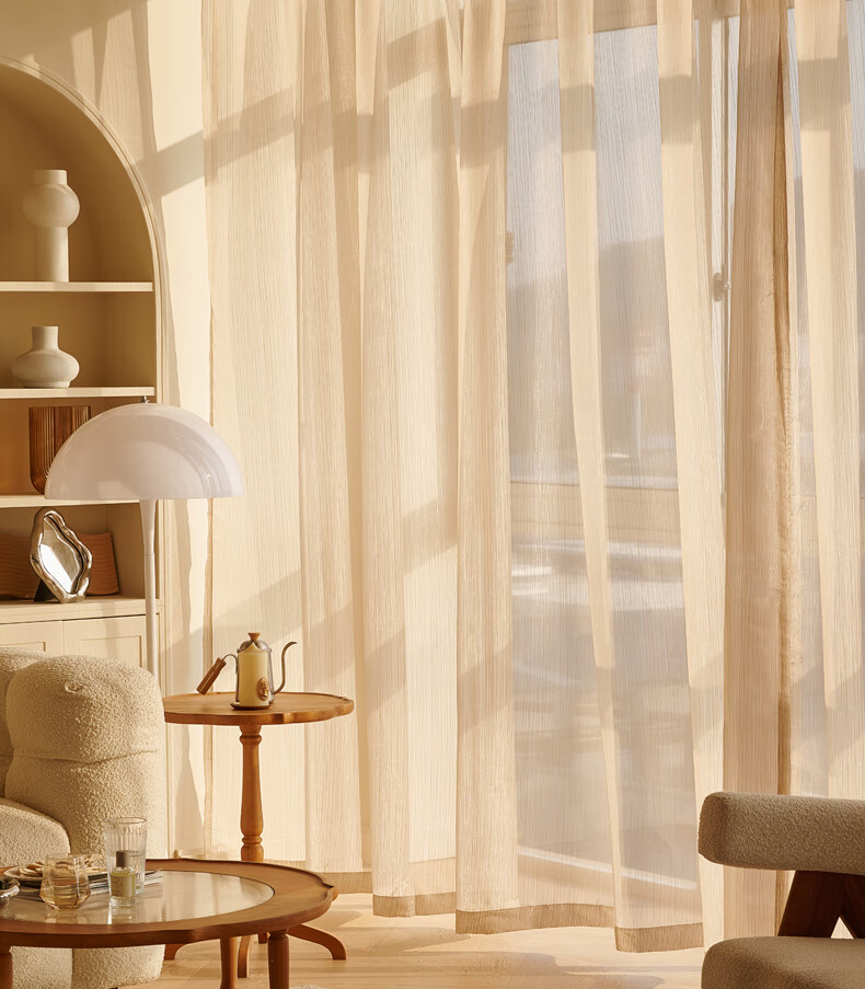 皮谱卧室飘窗柔纱帘窗帘纱帘轻奢窗纱飘窗阳台客厅白色白纱法式梦幻帘