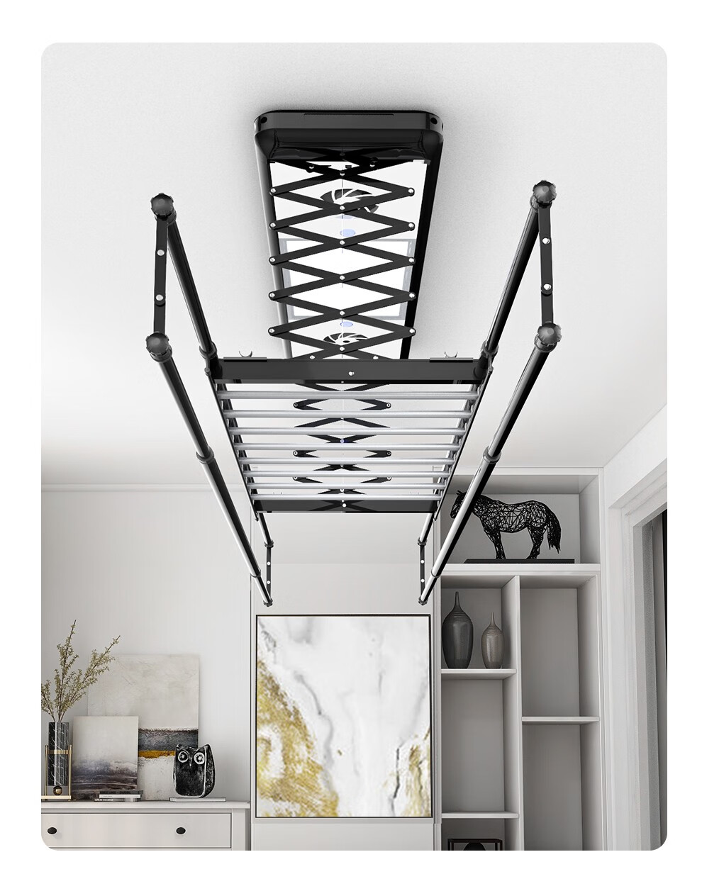 盼盼电动晾衣架阳台升降自动晾衣机伸缩四杆晾衣杆风干杀菌智能遥控晒