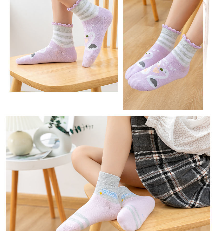 秋冬季女童袜子儿童中筒袜女孩大童学生宝宝冬款小孩花边袜子立体气车