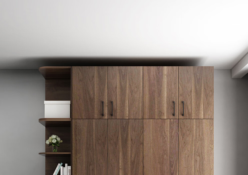 灰橡木色 四门衣柜 顶柜