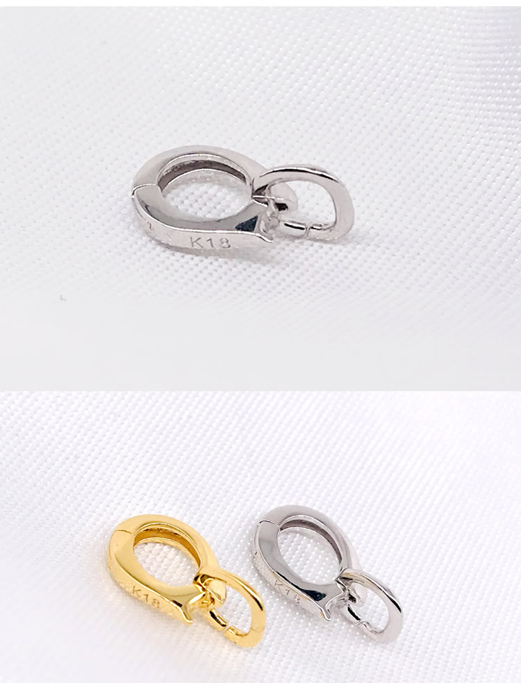 18k金扣头扣吊坠珍珠小滴溜弹簧扣项链手链黄金配件diy提溜首饰 18k