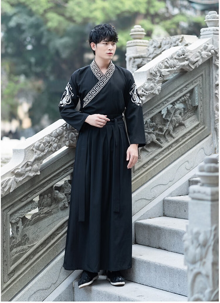 古装男汉服唐朝剑客侠客cos服古风日常改良武侠风学生表演服套装 图片