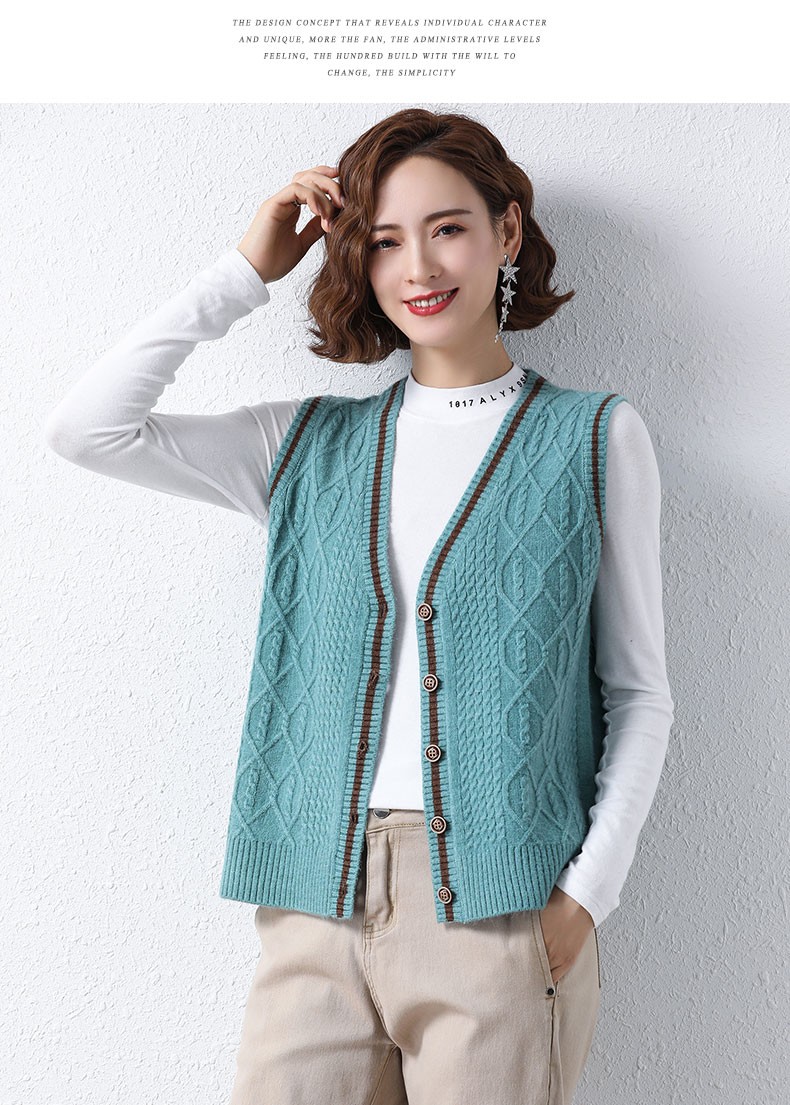 60针织衫女针织开衫背心外穿女士春秋薄款毛线马甲外套二八月