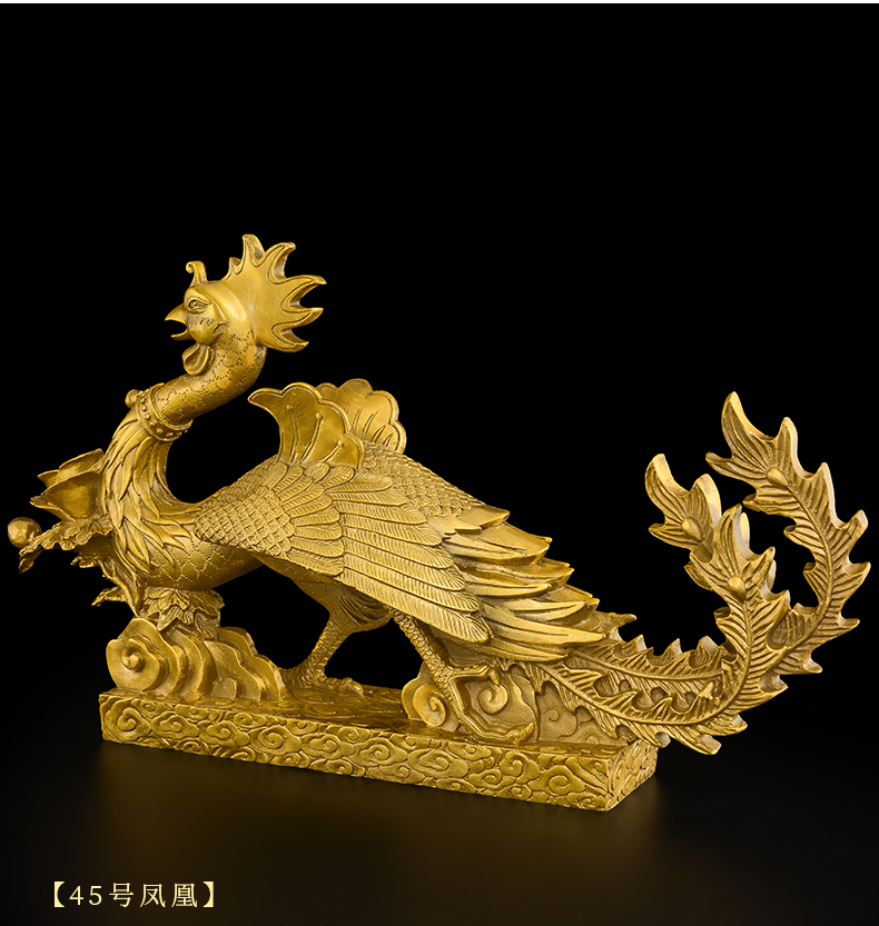 铜摆件工艺品客厅办公室龙凤呈祥吉祥物结婚礼物送新人大号5号铜凤凰