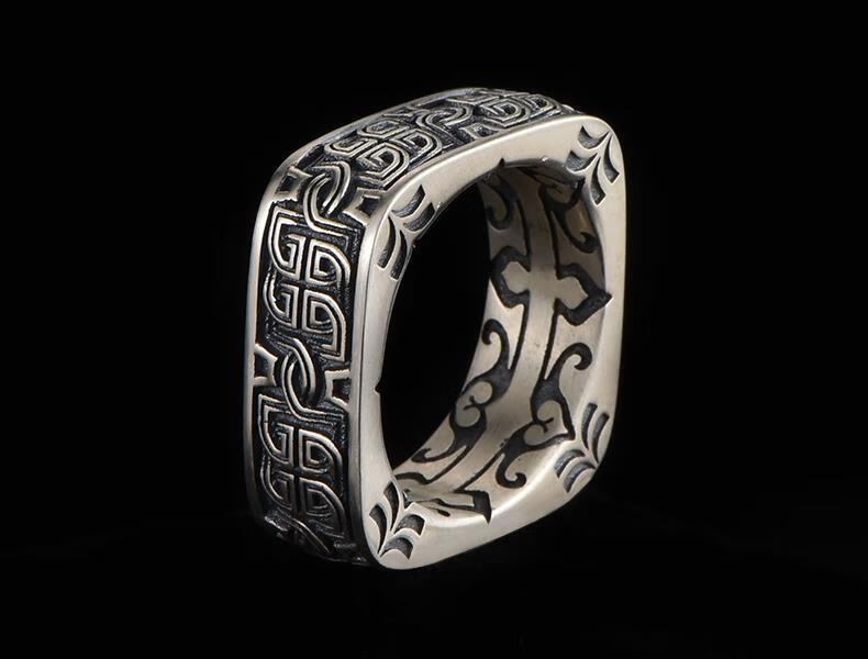 神兽小能手权力的游戏周边戒指男复古方圆盘古男士个性霸气指环饰品