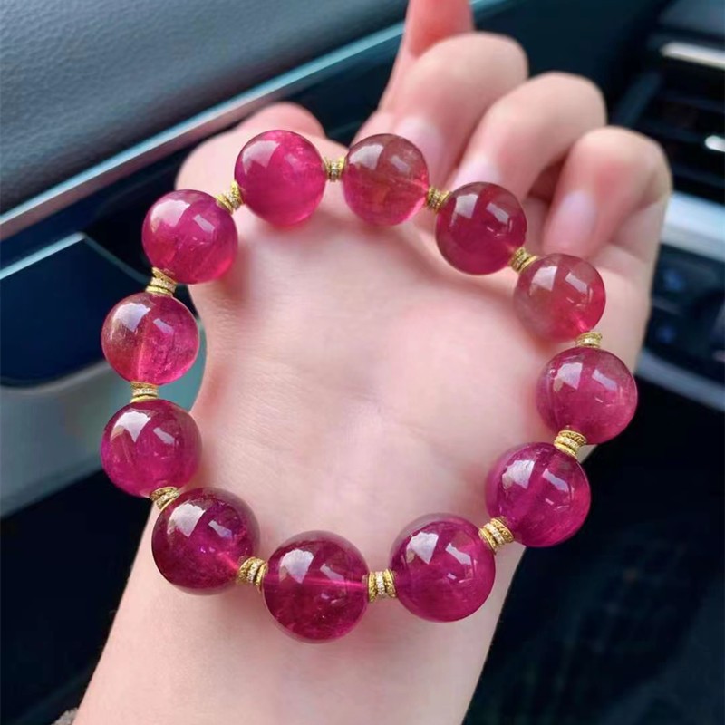 寻然珠宝彩色宝石卢比来红碧玺手链手串慈禧年间备受青睐荣得风水大师