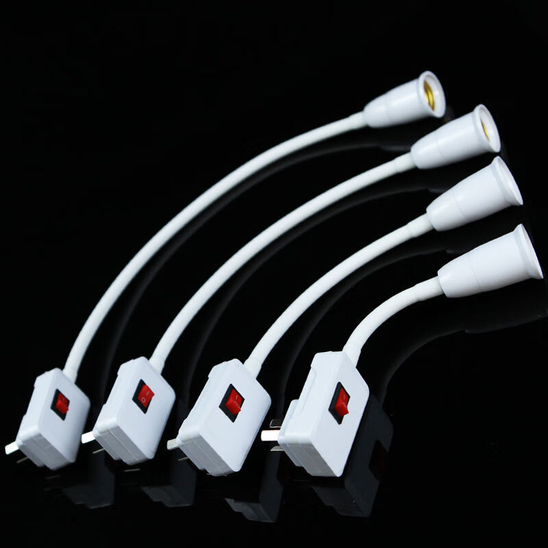 led螺纹灯泡e27螺口led灯泡床头壁灯卧室带开关插座式灯头万向机床