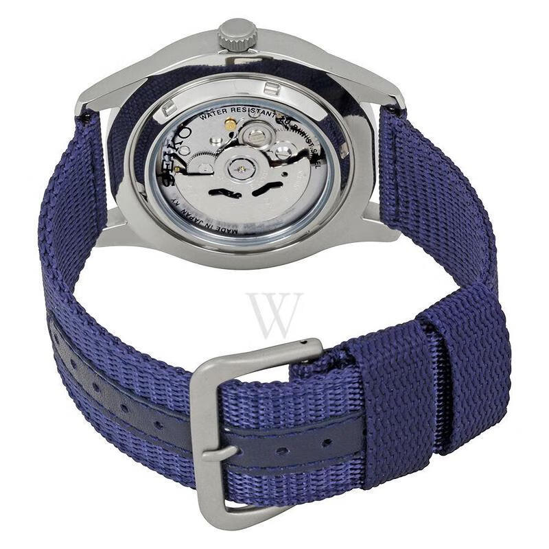 蓝盘双日历带夜光防水织带休闲运动男士自动机械表 snzg11j1【图片