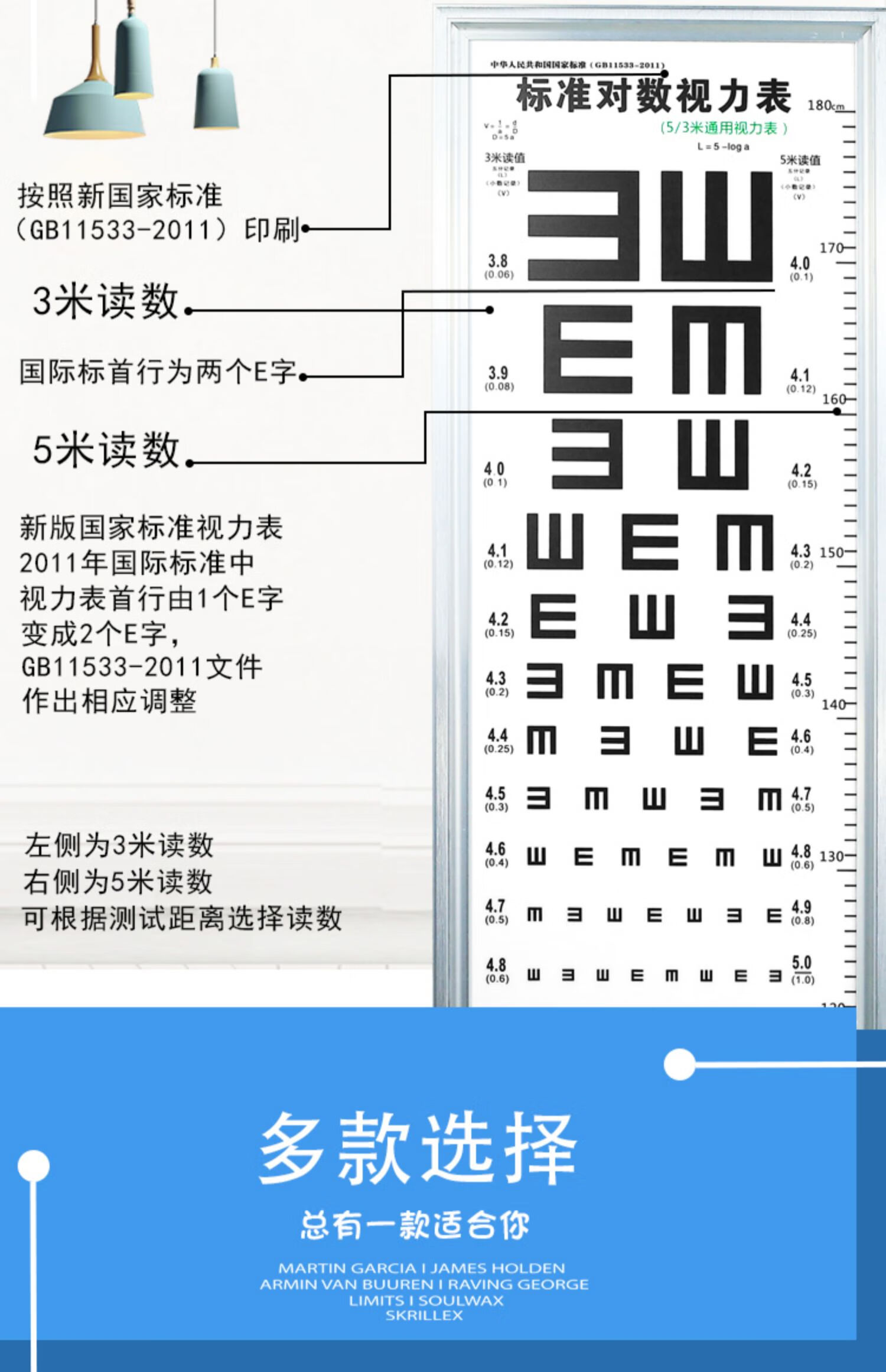 5家用测国际视力表灯箱 多功能 儿童款 42*82cm【图片 价格 品牌 报价