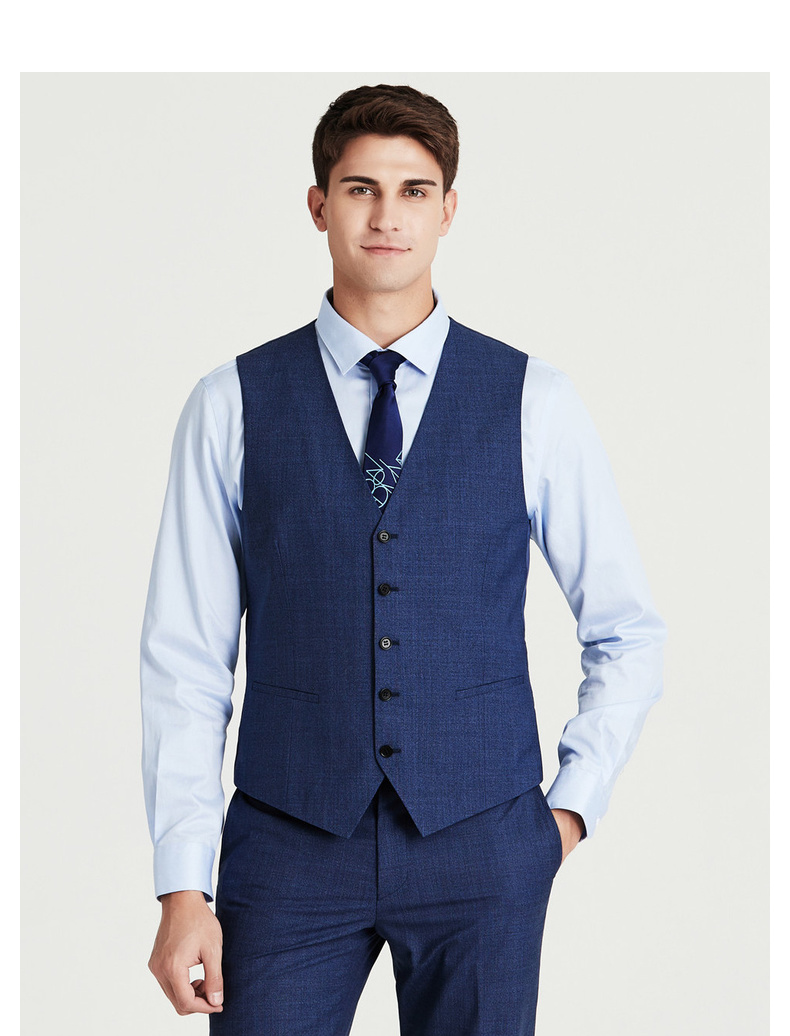 boni/堡尼商务西装马甲男士修身西服马夹背心休闲职业正装 灰蓝 170b