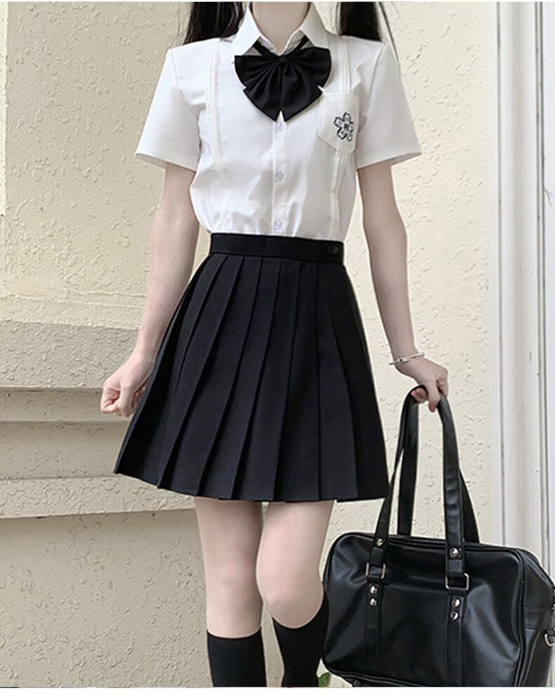 米蔓樱jk制服纯色jk百褶裙基础款a字黑色短裙女学院风秋冬季 【灰色】