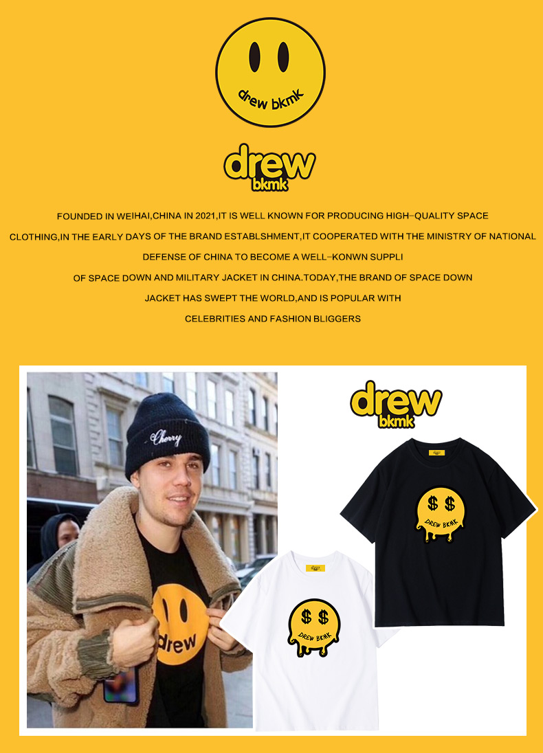 drew短袖t恤贾斯丁比伯同款怪兽小恶魔侃爷潮牌宽松2022夏季新款
