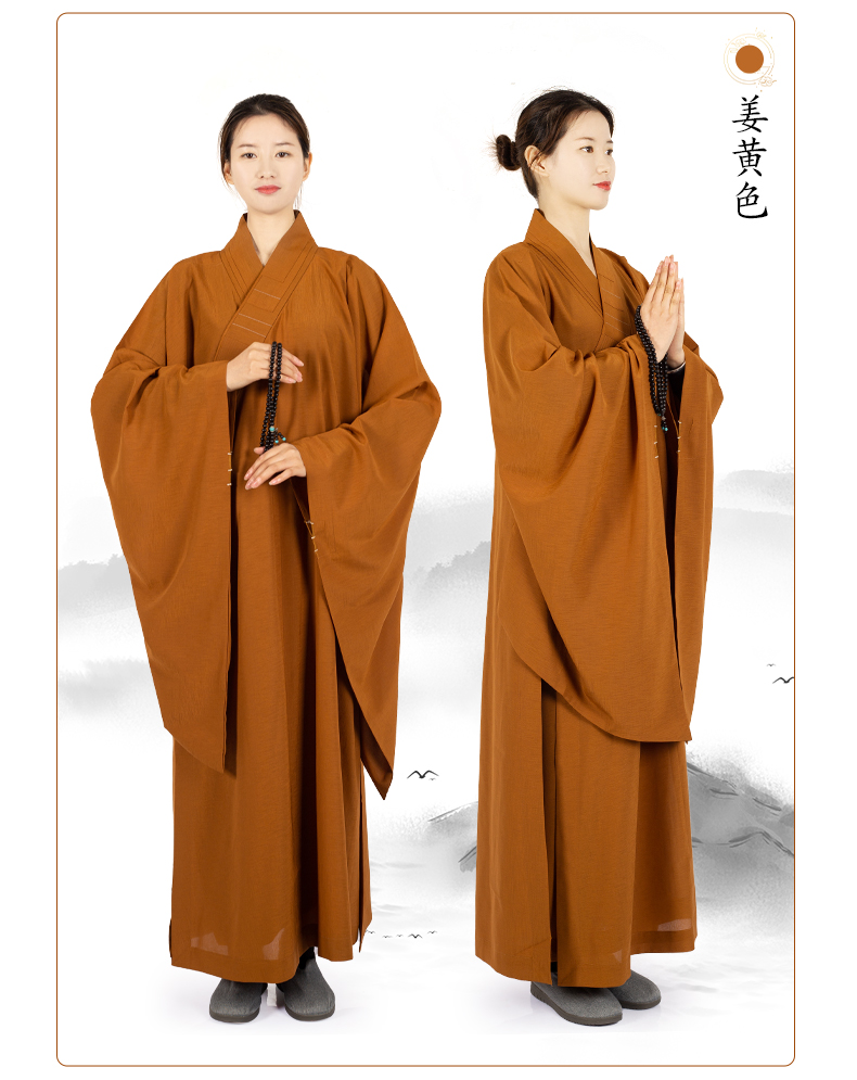 佛教用品僧服海青居士服不透明男女海清四季款进口台湾麻料 木兰色台