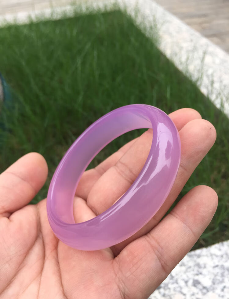 天然冰花芙蓉玉手镯 少女细条圆镯 玉髓玛瑙玉石镯子西安蓝田玉镯子