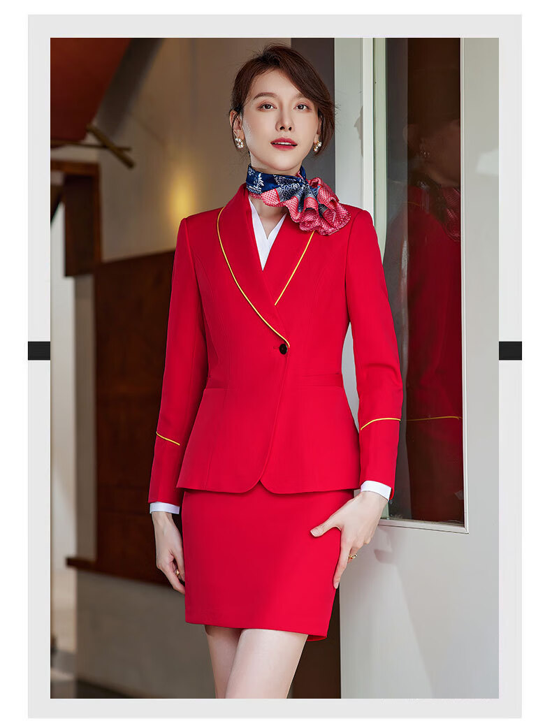 天彩绣 高铁乘务员制服女职业套装秋冬空姐时尚气质酒店美容师前台