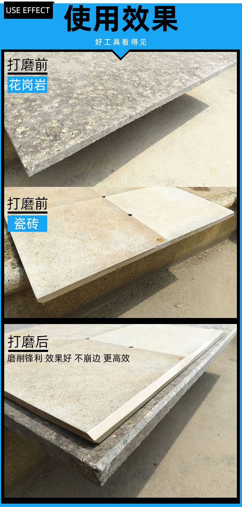 定做石材干磨片陶瓷砖大理石英石线花岗岩倒角瓷砖打磨片修边抛光神器