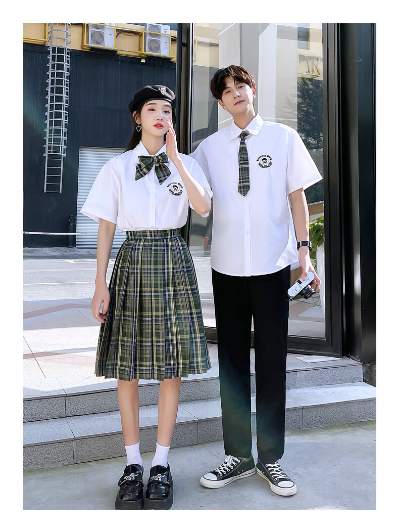 毕业照衬衫 夏季班服学院风套装高中学生jk衬衫英伦初三高三六年级毕