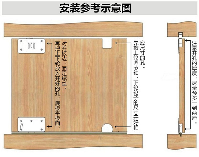 衣柜推拉门滑轮老式移门滚轮上下轨道凸轮趟门轮滑轨导轨配件套装 深