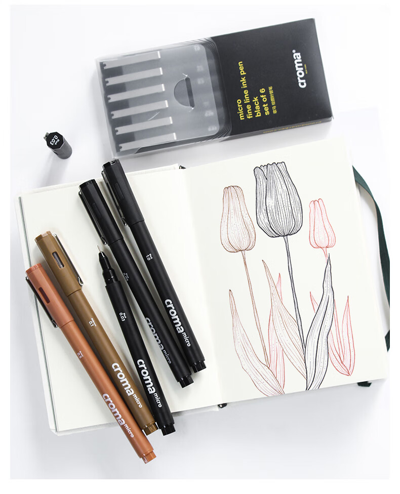 歌马(croma) croma歌马micro针管笔 绘画美术学生动漫 棕色勾线笔 描