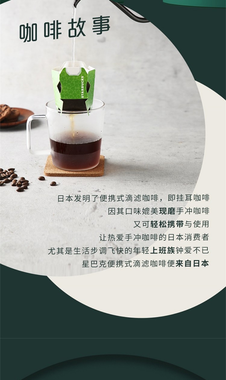 星巴克starbucks挂耳咖啡无糖添加轻度特选综合派克佛罗娜便携式滴滤